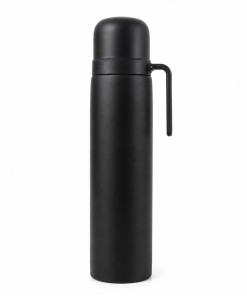 TERMO DE ACERO CON MANIJA DE 1L NEGRO